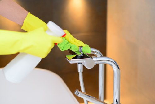 Professional oven cleaner in Catford removing grease from a kitchen oven