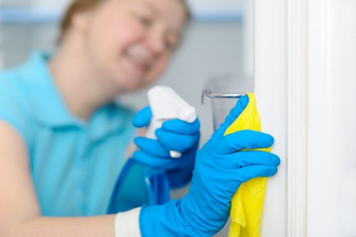 Technician reviewing safety checks before starting a cleaning job