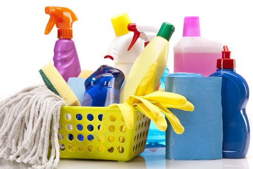 Technician cleaning carpet with professional tools