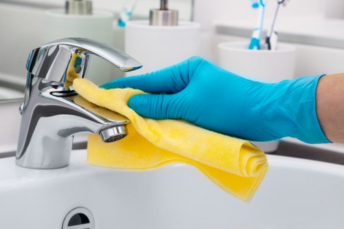 Professional carpet cleaning process in a home interior